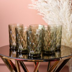 Склянка для напоїв висока гранована з товстого скла набір 6 шт Зелений HP033GR фото
