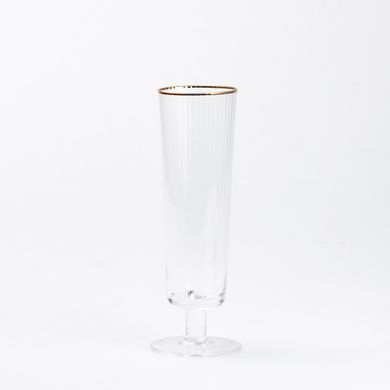 Келихи для шампанського із золотою облямівкою 6 штук келих на низькій ніжц HP82 фото