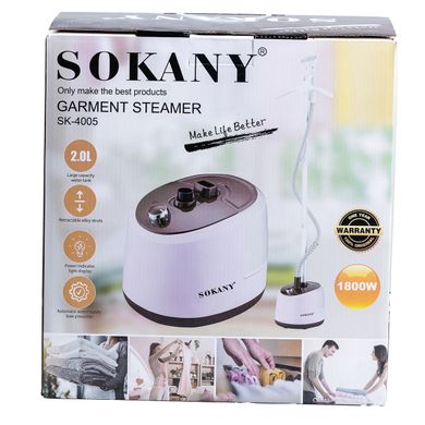 Отпариватель напольный Sokany SK-4005 Garment Steamer 1800W 2l White пароочиститель для одежды SK4005P фото