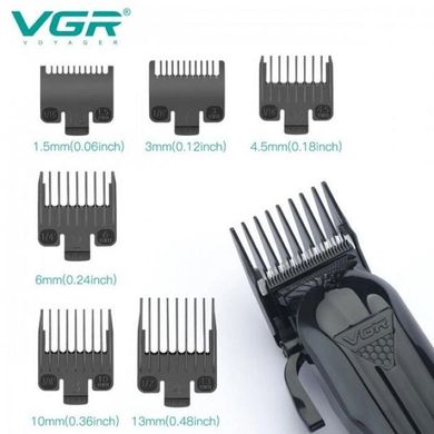 Машинка для стрижки волосся VGR V-282 акумуляторна професійна підстригальна LED, 6 насадок ws26154 фото