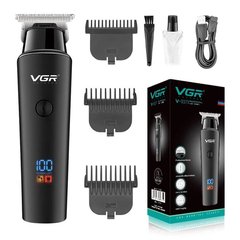 Тример для волосся VGR V-937, з USB-кабелем для зарядки, світлодіодним дисплеєм, 3 насадками ws75891 фото