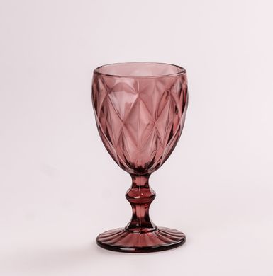 Келих для вина гранований з товстого скла фужери для вина 6 шт Рожевий HP034P фото