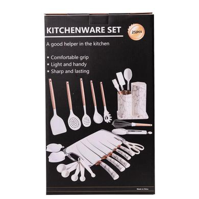 Набір кухонного приладдя і ножів на підставці 25 предметів Чорний YRUR11 фото