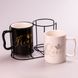 Набір керамічних чашок Queen & King 400мл з підставкою 2 штуки чашки для кави HPCYA4456 фото 2