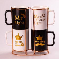 Набір керамічних чашок Kingdom of Love на підставці 4 штуки чашки для кави HPCYA3679 фото