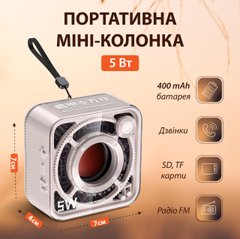 Портативна міні-колонка Bluetooth 5 Вт акумуляторна/TF-картка DW12BE фото