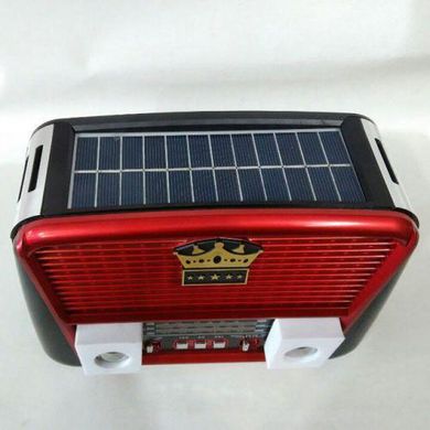Радіоприймач Golon RX-455S USB/акумулятор сонячна панель. Червоний з чорним ws33147-1 фото