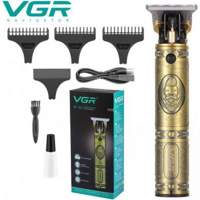 Професійна акумуляторна машинка-триммер для стрижки волосся, бороди, вусів VGR V-085 окантувальний тример з 3 насадками ws95111 фото