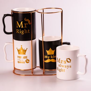 Набір керамічних чашок Kingdom of Love на підставці 4 штуки чашки для кави HPCYA3679 фото