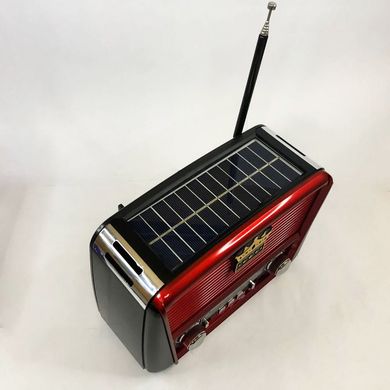 Радіоприймач Golon RX-455S USB/акумулятор сонячна панель. Червоний з чорним ws33147-1 фото
