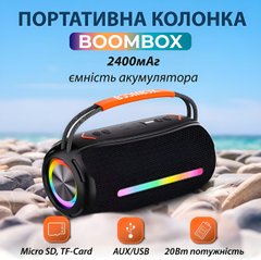 Портативна колонка Bluetooth бездротова з підсвічуванням акумулятор USB 2400 mah AUX BOOMBOX 360 X360B фото
