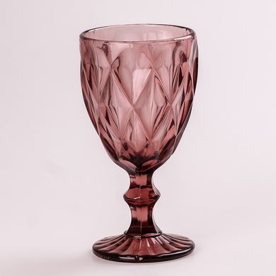 Скляні келихи з гранями набір келихів для вина 6 штук фужери для вина Рожевий HP035P фото