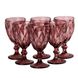 Скляні келихи з гранями набір келихів для вина 6 штук фужери для вина Рожевий HP035P фото 1