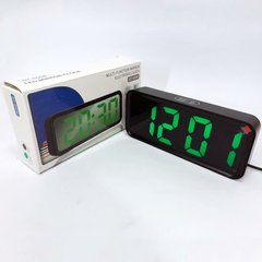Годинник настільний DT-6508 з будильником та USB зарядкою із зеленим підсвічуванням, лід годинник настільний ws25322 фото