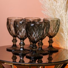 Скляні келихи з гранями набір келихів для вина 6 штук фужери для вина Сірий HP035G фото