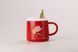 Чашка керамічна Merry Christmas 500мл з кришкою і ложкою чашка з кришкою Червоний HPCY8279R фото 1