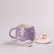 Чашка керамічна Rainbow Ceramic Mug 400ml Pink з кришкою і ложкою кухоль для чаю з кришкою Бузковий HPCY8278V фото 2