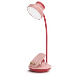 Лампа настільна з підставкою для телефона з акумулятором і USB лампа гнучка сенсорна 2 Вт GL-565 Рожевий GL565P фото
