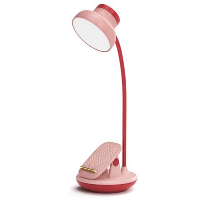 Гнучка настільна лампа на акумуляторі з підставкою для телефону Рожевий GL565P фото