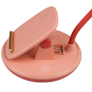 Гнучка настільна лампа на акумуляторі з підставкою для телефону Рожевий GL565P фото