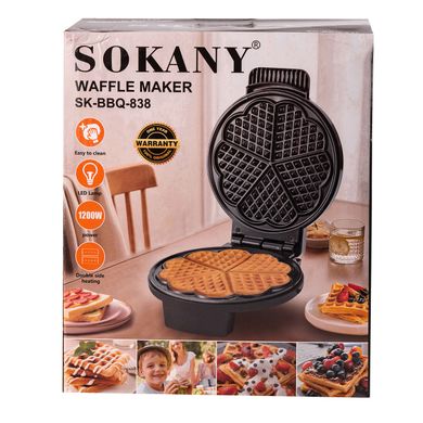 Вафельниця Sokany для товстих вафель 750 Вт універсальна кругла електровафельниця на 5 вафель SKBBQ838 фото