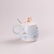 Чашка керамическая Rainbow Ceramic Mug 400ml с крышкой и ложкой кружка для чая с крышкой Голубой HPCY8278BL фото 1