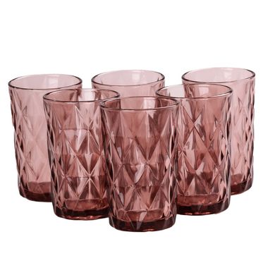 Граненый стакан для напитков 250 мл набор стаканов 6 шт Розовый HP033P фото