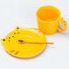 Чашка з блюдцем та ложкою керамічна 250 мл "Кошеня" Жовта HP7202Y фото 2