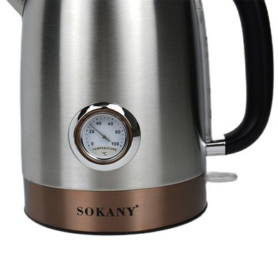 Електричний чайник 1.7 літрів Sokany чайник електричний нержавіюча сталь 2200 Вт електрочайник з терморегулятором SK1031SS фото