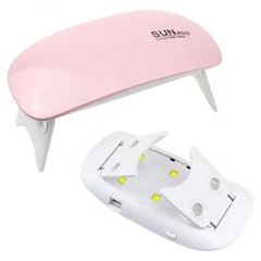 Лампа для сушіння гель лаків 6W LED UF SUN mini. Колір: рожевий ws57498-1 фото