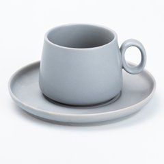 Чашка з блюдцем керамічна 300 мл Сіра HP7209G фото