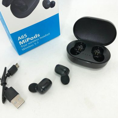 Навушники бездротові блютуз TWS MiPods A6S True, бездротові навушники для смартфона. Колір чорний ws39832 фото