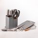 Набір кухонного приладдя на підставці 19шт кухонні ножі Сірий HP6G фото 3