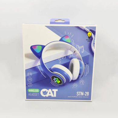 Бездротові навушники LED з котячими вушками CAT STN-28. Колір: синій ws44267-1 фото