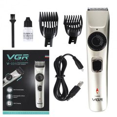 Машинка для стрижки волосся бездротова VGR V-031, тример для бороди вусів 2 насадки, окантувальна машинка ws55641 фото