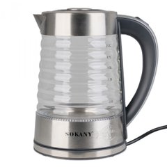 Электро чайник 2.2 литра стеклянный электрочайник Sokany прозрачный 2000 Вт с подсветкой электрический SK1027CST фото