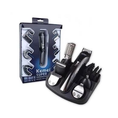 Тример чоловічий Kemei KM-600 універсальний 11 в 1 для стрижки волосся та гоління бороди та носа, бездротовий ws31766 фото
