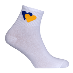 Шкарпетки Жовто-блакитні серця Білі (7169), 36-40 7169 (36-40) фото