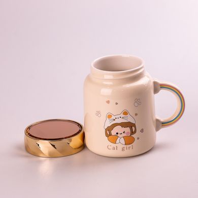 Кухоль керамічний Creative Show Ceramics Cup Cute Girl 420ml кухоль для чаю з кришкою Жовтий HPCY8240Y фото