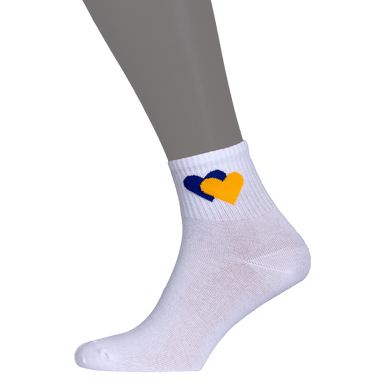 Шкарпетки Жовто-блакитні серця Білі (7169), 36-40 7169 (36-40) фото