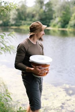Відро Tribe Water Bucket Lid 10 л силіконове з кришкою T-FJ-0050, terracota T-FJ-0050-terracota фото