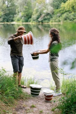 Відро Tribe Water Bucket Lid 10 л силіконове з кришкою T-FJ-0050, terracota T-FJ-0050-terracota фото