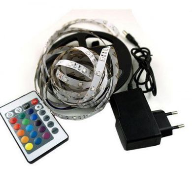 Світлодіодна стрічка SMD 5050 RGB LED 5 м IP65 з пультом та блоком живлення USB, 5м, Стрічка світлодіодна 5050 ws26826 фото