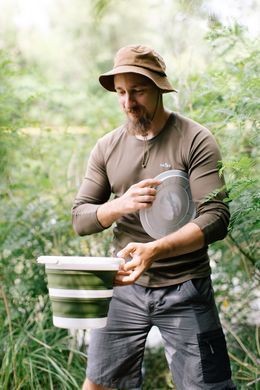 Відро Tribe Water Bucket Lid 5 л силіконове з кришкою T-FJ-0049, olive T-FJ-0049-olive фото