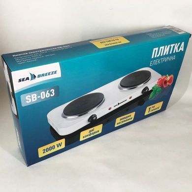 Дисковая электрическая плитка на 2 конфорки Настольная Sea Breeze SB-063 белая, BM-416 Электронная плита 254800 фото