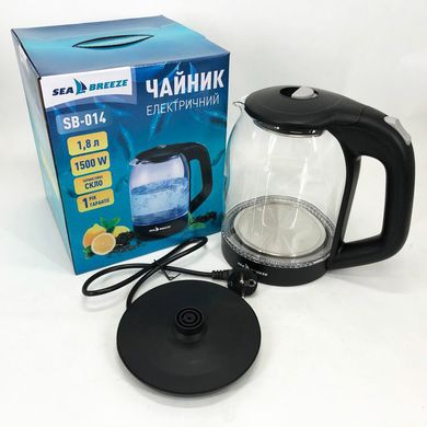 Чайник електричний SeaBreeze SB-014, прозорий чайник з підсвічуванням, електрочайник з підсвічуванням ws43357 фото