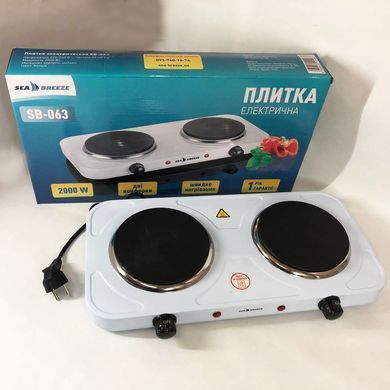 Дисковая электрическая плитка на 2 конфорки Настольная Sea Breeze SB-063 белая, BM-416 Электронная плита 254800 фото