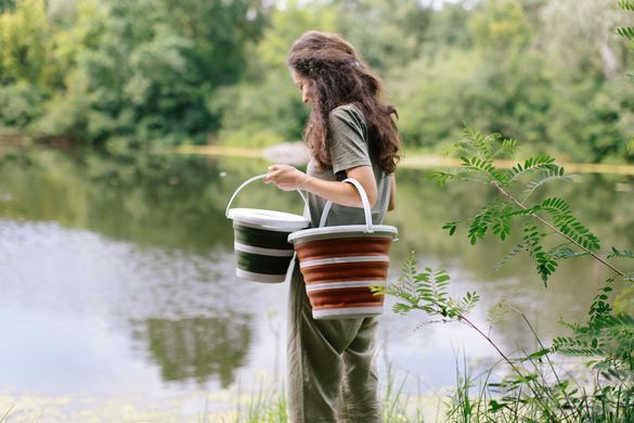 Відро Tribe Water Bucket Lid 5 л силіконове з кришкою T-FJ-0049, olive T-FJ-0049-olive фото