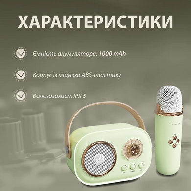 Колонка з мікрофоном блютуз акустика бездротова колонка для телефону Зелений C20GR фото