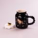 Кружка керамическая Creative Show Ceramic Cup 400мл с крышкой чашка с крышкой Черная с белыми сердечками HPCY8371BW фото 2